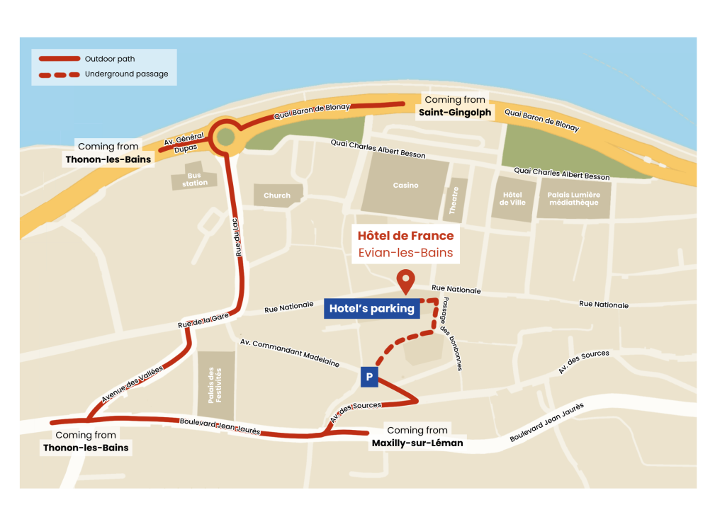 Plan of how to get to the hotel's parking lot by car