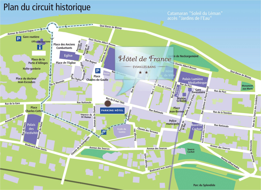 Localisation hotel de France - Evian les Bains