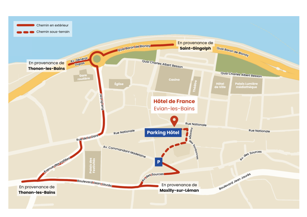 Localisation hotel de France - Evian les Bains